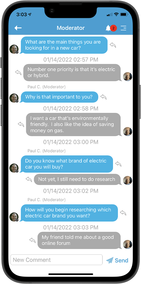 Build rapport with participants prior to interviews with asynchronous one on one chats