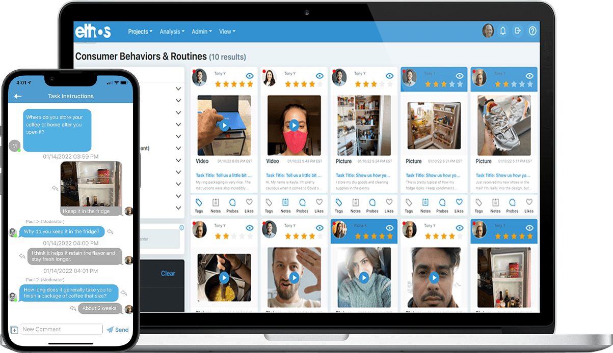 Mobile pre-tasking data on the EthOS insight dashboard and smartphone app