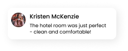 A research participant leaving text feedback about their hotel room.
