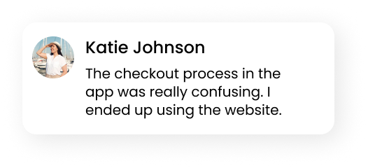 Text feedback on a travel app showing EthOS's role in understanding and improving customer experiences.