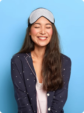 Diary study participant wearing an eye mask for an EthOS sleep-focused study.