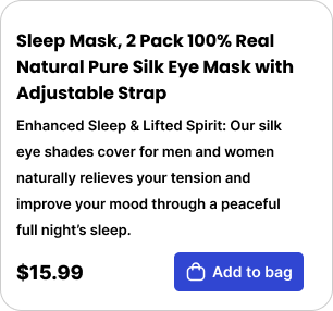 Checkout page of sleep mask in a diary study on purchasing behavior.