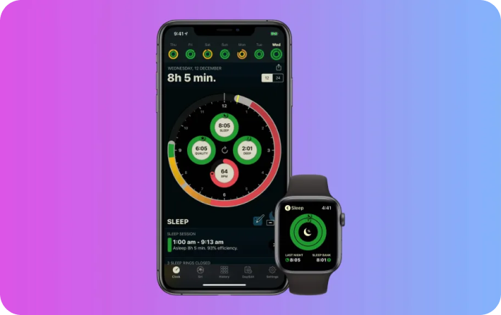 Sleep tracking app with smart watch in EthOS diary study.