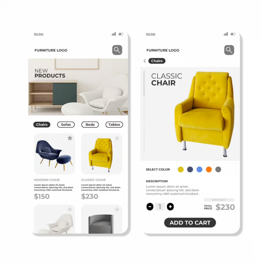 Participant viewing a furniture site in a digital ethnography study.