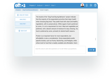 A Screenshot of EthOS's AI-driven analysis output from a diary study, highlighting key insights.