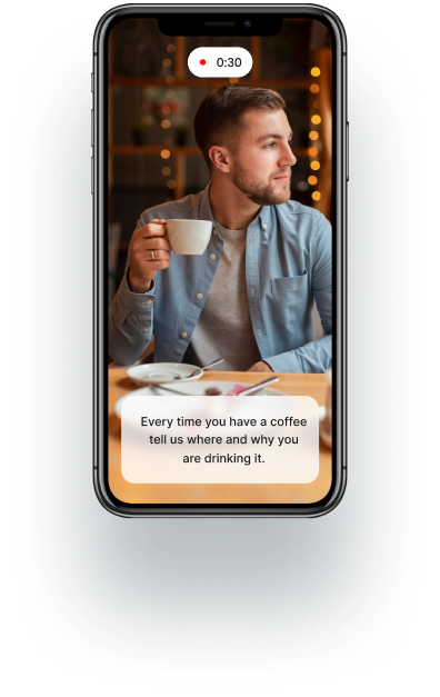 Man engaged in a diary study on coffee drinking behavior.