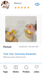 Screenshot of a participant using a juicer in a product test.