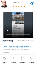 Screenshot of a usability test response from a participant.