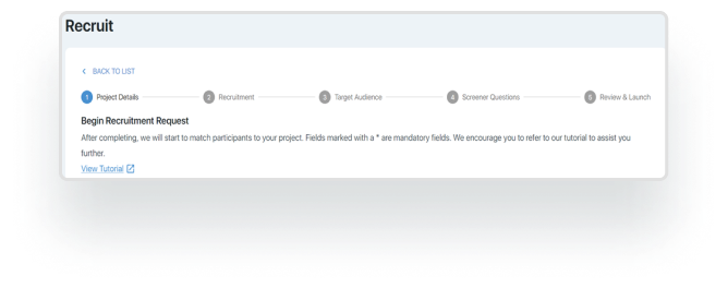 Screenshot of EthOS recruitment interface showing project details and request form.