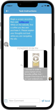 A screenshot of the ethos app showing an unmoderated study.