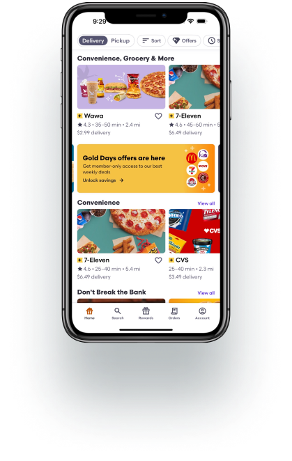 A screenshot of a food delivery app that is the focus on a diary study on EthOS.