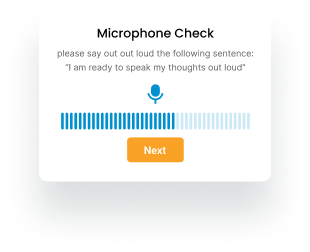 Microphone check interface on EthOS to ensure quality audio input for feedback.