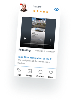 Mobile screen recording of user navigating a real estate app, captured by EthOS.