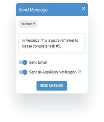 Image of EthOS communication tools for sending messages and reminders to study participants.