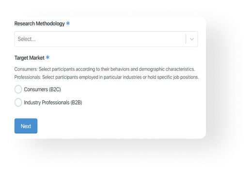 EthOS platform screenshot showing the research methodology selection for recruitment.