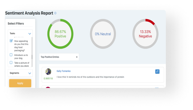 A screenshot of the sentiment analysis report in EthOS.