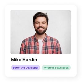 Usability test participant who is a backend developer and author of a technical book.