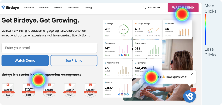 Screenshot showcasing EthOS's heatmapping capabilities for usability testing.