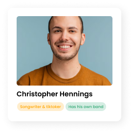 Usability test participant who writes songs and performs in a band.