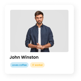 Photos of individuals with listed interests, representing EthOS's generative UX research in real-world settings.
