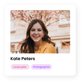 Photos of individuals with listed interests, representing EthOS's generative UX research in real-world settings.