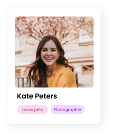 Photos of individuals with listed interests, representing EthOS's generative UX research in real-world settings.