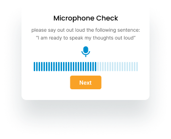 Screenshot of the EthOS microphone check interface during a video survey.