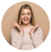 Profile of a young woman with long hair in a user circle icon