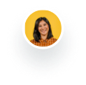 Profile of a smiling woman with brown hair in a user circle icon.